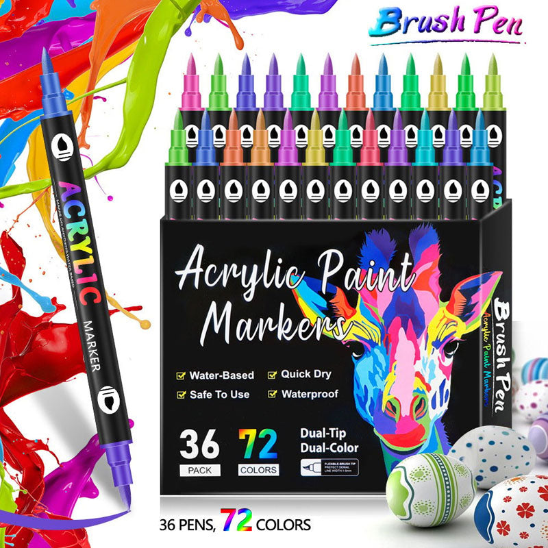 Dual Tip Acrylic Paint Pen Marker - 24/48/72 Colours/