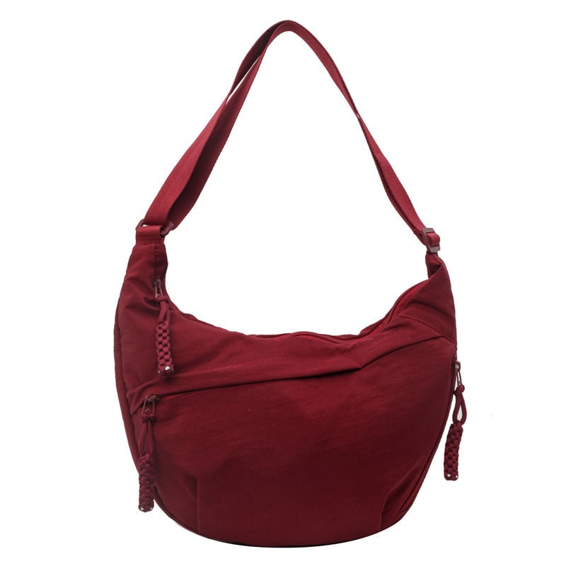 Designer Direktförsäljning👜Kvinnor Mode Plain Color Nylon Crossbody Hobo Bag