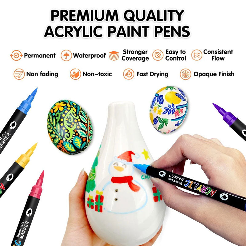 Dual Tip Acrylic Paint Pen Marker - 24/48/72 Colours/